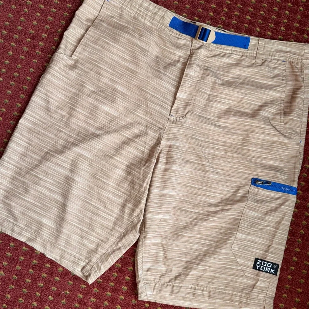 Zoo York Cargo Shorts Mens 40 Tan Space Dye Excellent Belted Skate Streetwear
